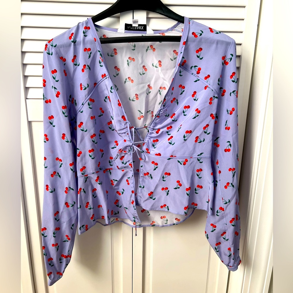 Cherry Print Intermix Top